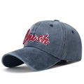 Berretto vintage in blu scuro lavato con ricamo 3D Crush rosso in evidenza - Regolabile / Blu navy