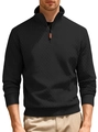 Felpa da uomo nera con collo alto, zip a un quarto e trama in maglia jacquard testurizzata - S / Nero