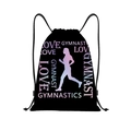 Detalle de bolsa de poliéster con cordón y estampado colorido de silueta gimnasia - Fitness Running Cielo Estrellado (jiayingskd63)