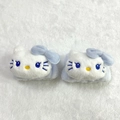 Polsini in peluche a forma di gatto bianco con fiocchi blu per lavare il viso - Polsini Hello Kitty Blu (1 Paio)