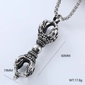 Macro detail of vintage silver vajra pendant with precise dimensions and weight specifications - Vajra Pestle Pendant (Style 12)