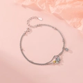 925 sterling silver double-layer bracelet with colorful zircon butterfly charm - Butterfly Bracelet (S925 Sterling Silver Model)