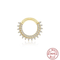 925 sterling silver gold nose ring with sparkling diamonds and hallmark certification - Style #12 / Gold