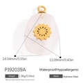 Pink semi-transparent natural stone water drop pendant with golden stainless steel sun - PJ92039A-Clear Stone Sunflower