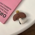 Cute brown fabric mushroom hair clip with black polka dots and yellow pom-pom for girls - 7# Yellow Ball Semicircle Polka Dot Hair Clip