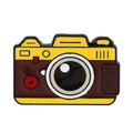 Retro camera enamel pin badge in yellow and brown vintage style with metal details - Yellow-Brown Retro Camera (XZ6663)