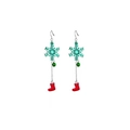 Christmas earrings with green snowflake and red stocking charms on silver hooks - Resin Snowman Boot Snowflake Chain