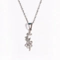Silver stainless steel necklace with hollow flower pendant and adjustable cross chain - May Steel