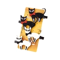Detail of Halloween cat hair clips with glitter bows on festive orange display card - Black & White Cats (Set of 4)