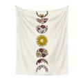 Arazzo da parete con fasi lunari e motivi floreali di girasoli su sfondo crema caldo - GT263-1 (Fase Lunare Girasole) / 73*95CM (Peluche Corto)