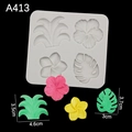 Tropical flower and leaf silicone mold for resin craft and fondant cake decorating - 2# Tropical Plants / Gray