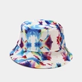 Bob tie-dye réversible avec motif graffiti coloré et texture en toile de coton douce - M (56-58cm) / Réversible / Splash Dye Bleu Violet Rouge Jaune (28#)
