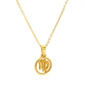 Polished 18K gold plated titanium steel Virgo zodiac pendant necklace with cable chain - Virgo (SP641G-6)