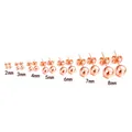 Lot de puces d'oreilles boules en acier inoxydable 316L or rose en sept tailles variées - Or Rose (2-8mm)