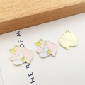 Pastel enamel unicorn pendants in pink, blue, and yellow with metal alloy base - Pink Enamel Unicorn 15x15