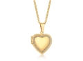 Collar de relicario de corazón dorado con circonitas blancas en cadena fina de O - PN-1363 Dorado Diamantes de imitación