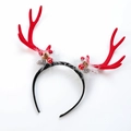 Diadema de astas de reno de Navidad con flocado rojo, piñas y setas decorativas - Diadema de astas de reno de Navidad Modelo G