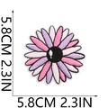 Macro detail of daisy flower embroidery patch with clear size measurements and texture - Pink Purple Daisy