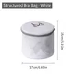 White sandwich mesh bra wash bag 17x15cm with pink bra icon and protective zipper - Cylindrical Bra Bag - White