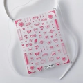 3D embossed nail art sticker TS-2377 featuring pink butterfly and heart patterns - Butterfly Heart Silk Satin (TS-2377)
