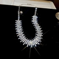 Detailed view of luxury silver rhinestone fringe necklace with brilliant sparkle - Chain Only / 9# Silver Step Tassel