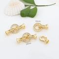 18K gold plated infinity jewelry clasp with sparkling zircons and 10mm round ring - Small Round / Gold