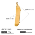 Golden stainless steel skateboard pendant charm with precise size and weight measurements - Skateboard Style (JDP0212003) / 1 Piece