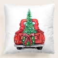 Funda de cojín blanca de Navidad con ilustración festiva en una funda cuadrada - Ilustración de gnomos de Navidad (37) / 45x45 cm