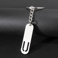 Polished silver stainless steel alphabet keychain with unique U-shaped letter pendant - Letter U