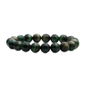 Pulsera de cuentas de ojo de tigre verde oscuro con efecto ojo de gato sobre fondo blanco - 10mm Ojo de Tigre Verde