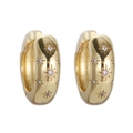 18K gold plated wide huggie earrings featuring engraved star patterns with cubic zirconia - Star Engraved Zirconia Earrings