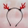 Christmas headband featuring red reindeer antlers on a black band for festive hair styling - Christmas Headband - 13#