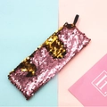 DIY reversible sequin pencil case in sparkling rose gold and gold with zipper - Gold + Light Pink