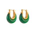 Pendientes de media luna en acrílico verde con acero inoxidable bañado en oro 18K - Verde