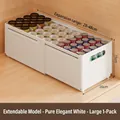Extendable white storage box for cabinets, adjustable length 28-48cm with handle - Large/1 Pack / Elegant White