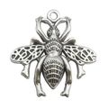 Antique silver bee charm pendant with detailed textured wings for DIY jewelry making - 1pc Antique Silver Bee 24x26mm