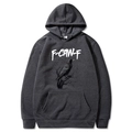 Dark gray hoodie with white F-CAW-F text and a crow graphic in size medium - Dark Gray