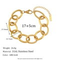 Bracelet à gros maillons ovales plaqué or 18K en acier inoxydable 316L avec rallonge - Bracelet