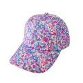 Kinder-Baseballkappe mit buntem Einhorn-Mosaik-Herzmuster und gebogenem Schirm - Blau Silberfaden Geometrie