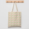 Borsa tote in tela con stampa di tulipani arancioni e manici lunghi per lo shopping quotidiano - Standard / Floreale Vintage Rosso (Senza Coulisse)