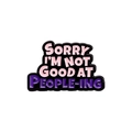 Épinglette en émail avec citation Sorry I'm Not Good At People-ing en rose et violet - Slogan SORRY I'M NOT GOOD AT (QHXZ2913)