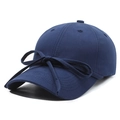 Women's dark blue baseball cap with decorative cotton ribbon bow in front - Navy Blue