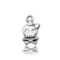 Vintage silver skull and bowtie charm for Halloween DIY necklaces and bracelets - 10878-Skull with Bowknot