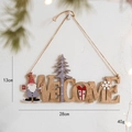 Wooden Christmas Welcome sign hanging plaque with Santa Claus and Xmas tree decor - Santa Welcome Letter Sign