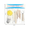 6-piece pottery tool kit with sponge and cutters, size 27x28cm on white background - 8-piece Clay Tool Set [pvc Packaging]