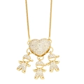 Gold-plated heart pendant necklace with three boys charms and pavé zircon stones - 2 Boys
