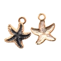 Starfish charm pendant in gold and black enamel finish for DIY jewelry making - Starfish / Black