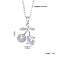 Elegant silver cherry pendant necklace with sparkling cubic zirconia on a white background - Cherry Silver (White Zircon)