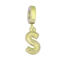 Polished golden titanium steel letter S charm pendant for DIY necklaces and bracelets - Letter S