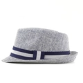 Cappello estivo da uomo in paglia con fascia blu per protezione solare e spiaggia - M (56-58cm) / Blu navy